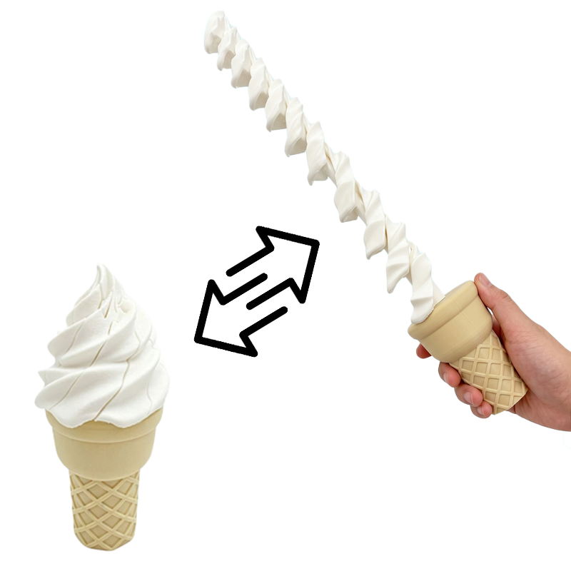 3D Printing Model - 3D-gedrucktes Eiscreme-Spielzeug, ausziehbar, gebogen, expandierend und